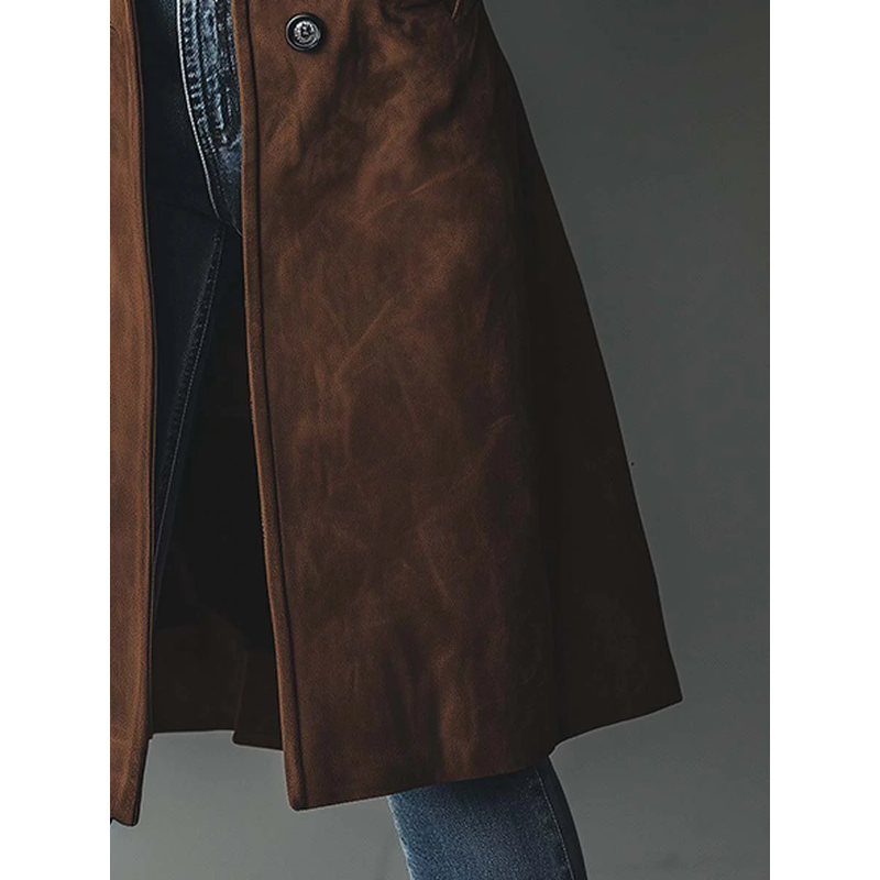 Women's Vintage Style Trench Coat with Lapel Collar additional view 6