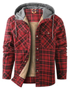 Men's Hooded Plaid Jacket for Autumn Winter Wear