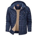 Men's Hooded Plaid Jacket for Autumn Winter Wear