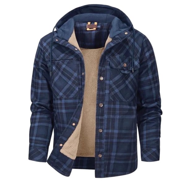 Men's Hooded Plaid Jacket for Autumn Winter Wear