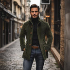 Men's Buttoned Jacket for Autumn Winter Wear