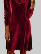 Women's Cowl Neck Long Sleeve Dress Autumn Winter