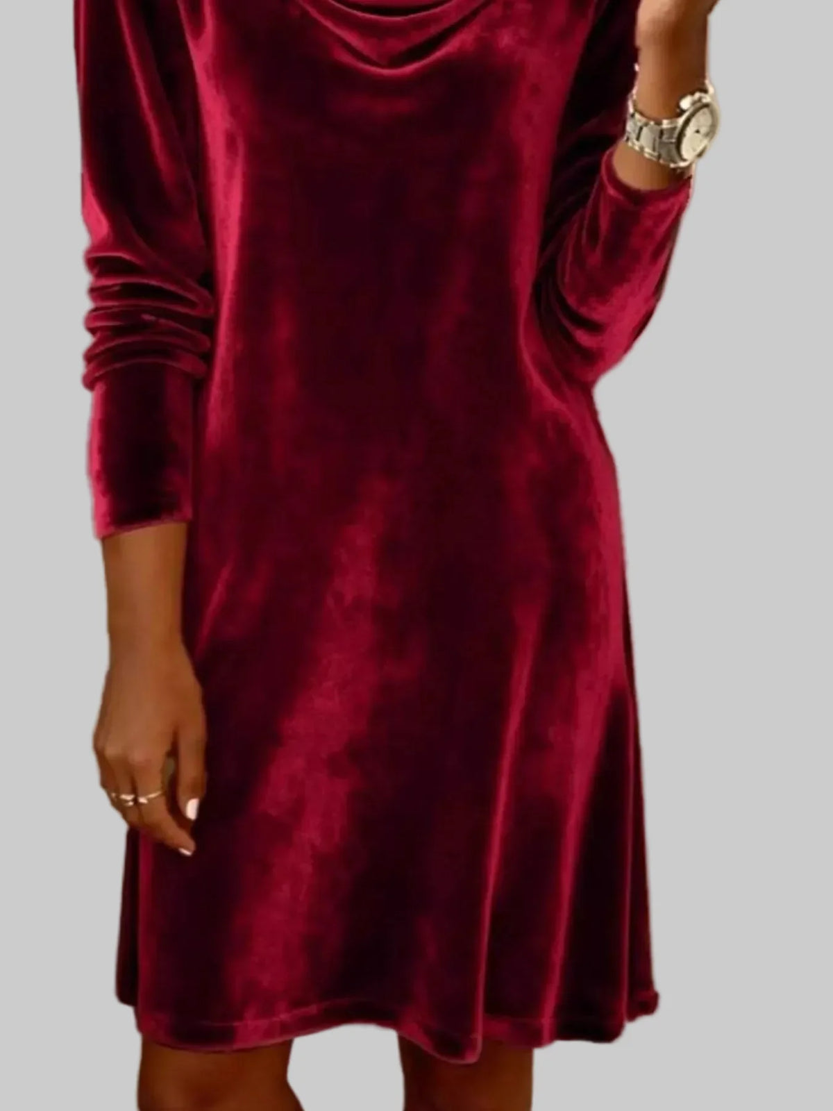 Women's Cowl Neck Long Sleeve Dress Autumn Winter